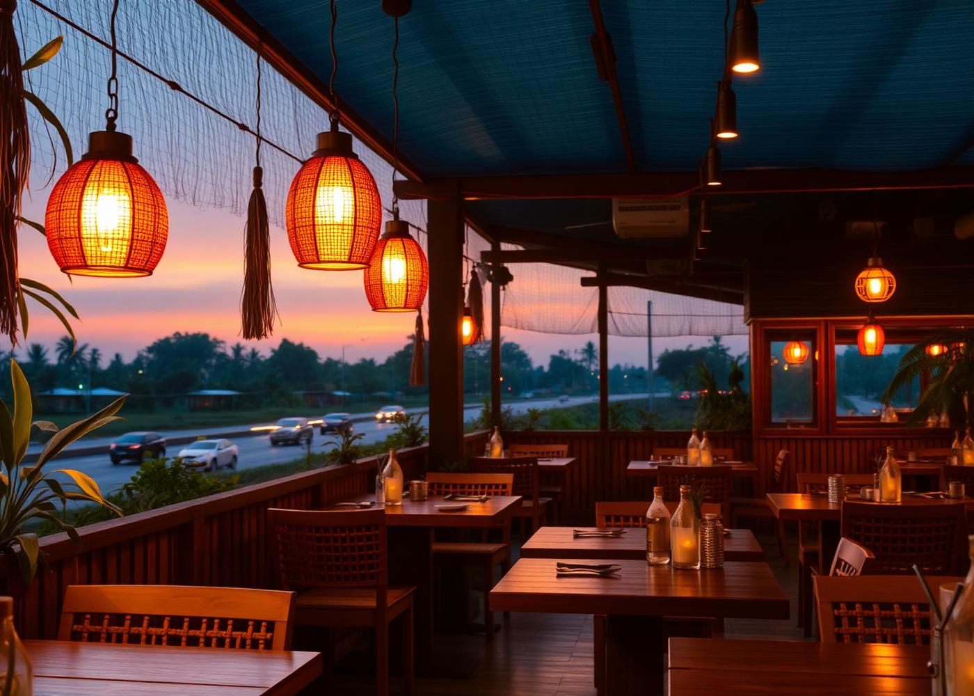 Mayami Resort dining area at dusk